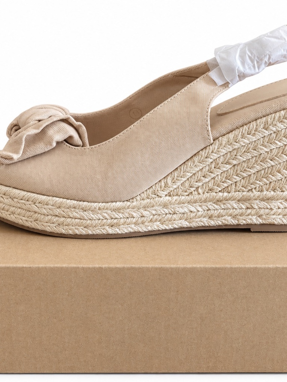Coutgo Beige Peep Toe Espadrille Wedge Sandals Size 11